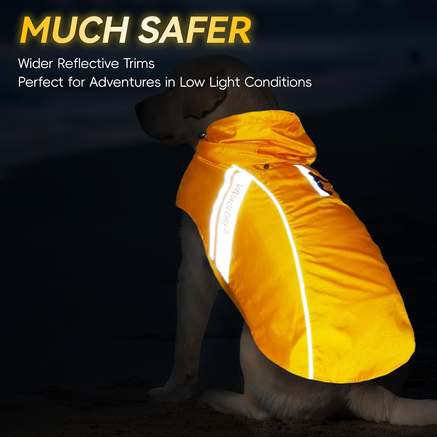 Vivaglory medium dog rain coat with hood and harness hole