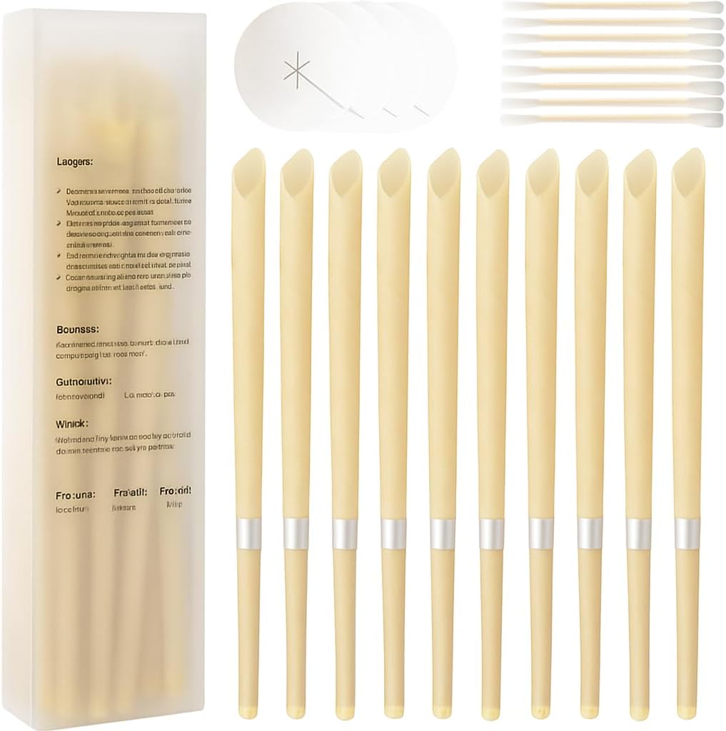 Generic ear wax removal kit front view showing ten beeswax candling cones and protective discs