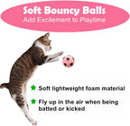Assorted pink yellow green and blue mini foam soccer balls for cats