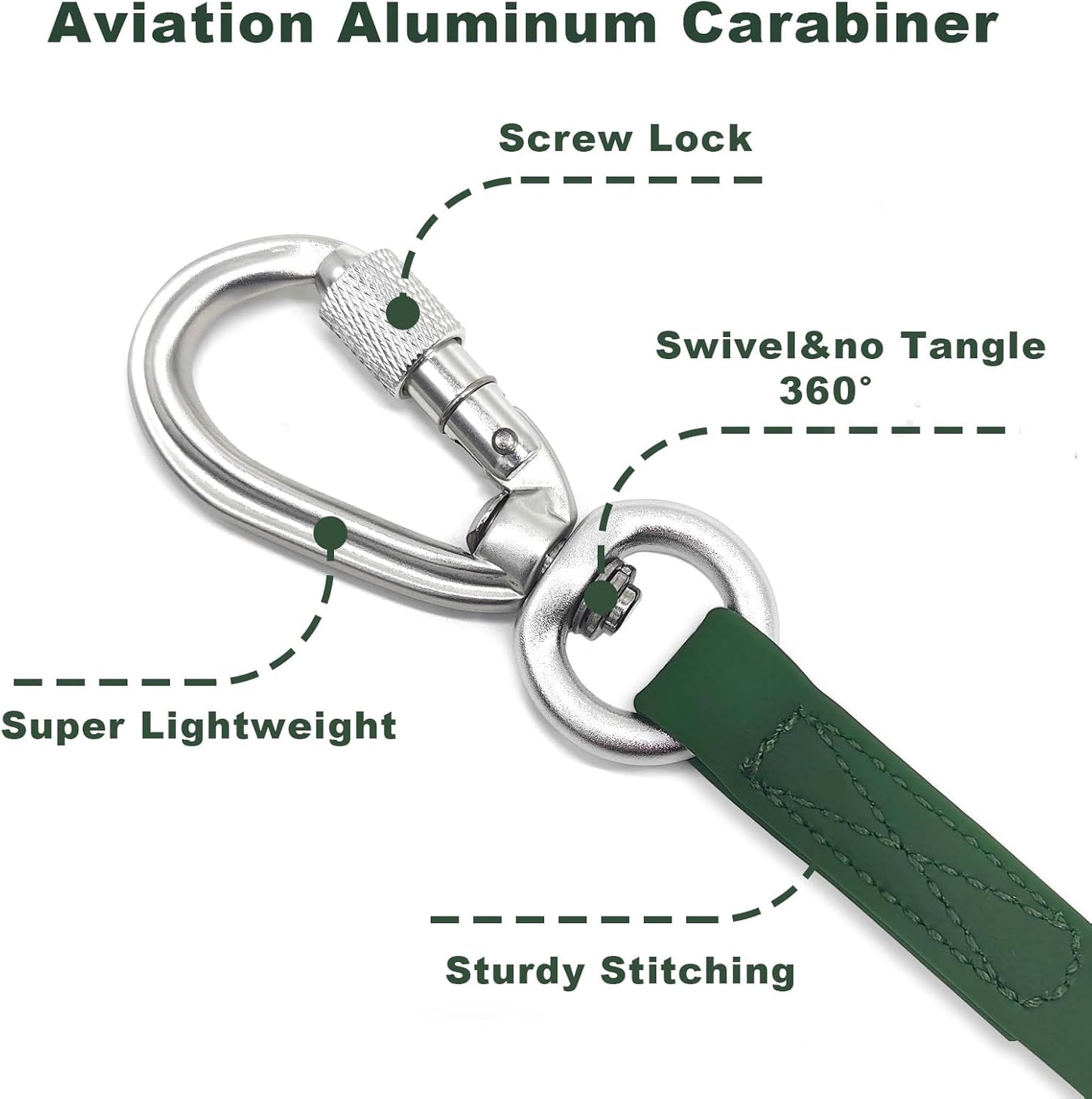 ZALER long line training leash with aviation aluminum carabiner clip