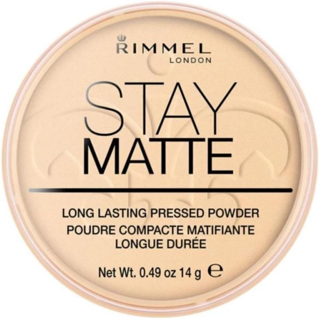 Rimmel London Stay Matte Pressed Powder front view transparent compact