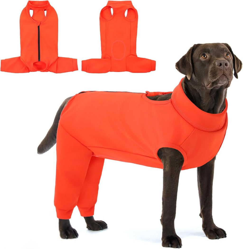 KOESON stretchy full body recovery suit packaging showing comfortable fit on a pet