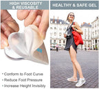 Beige gel shoe inserts inside a sneaker demonstrating anti-slip fit and comfort.