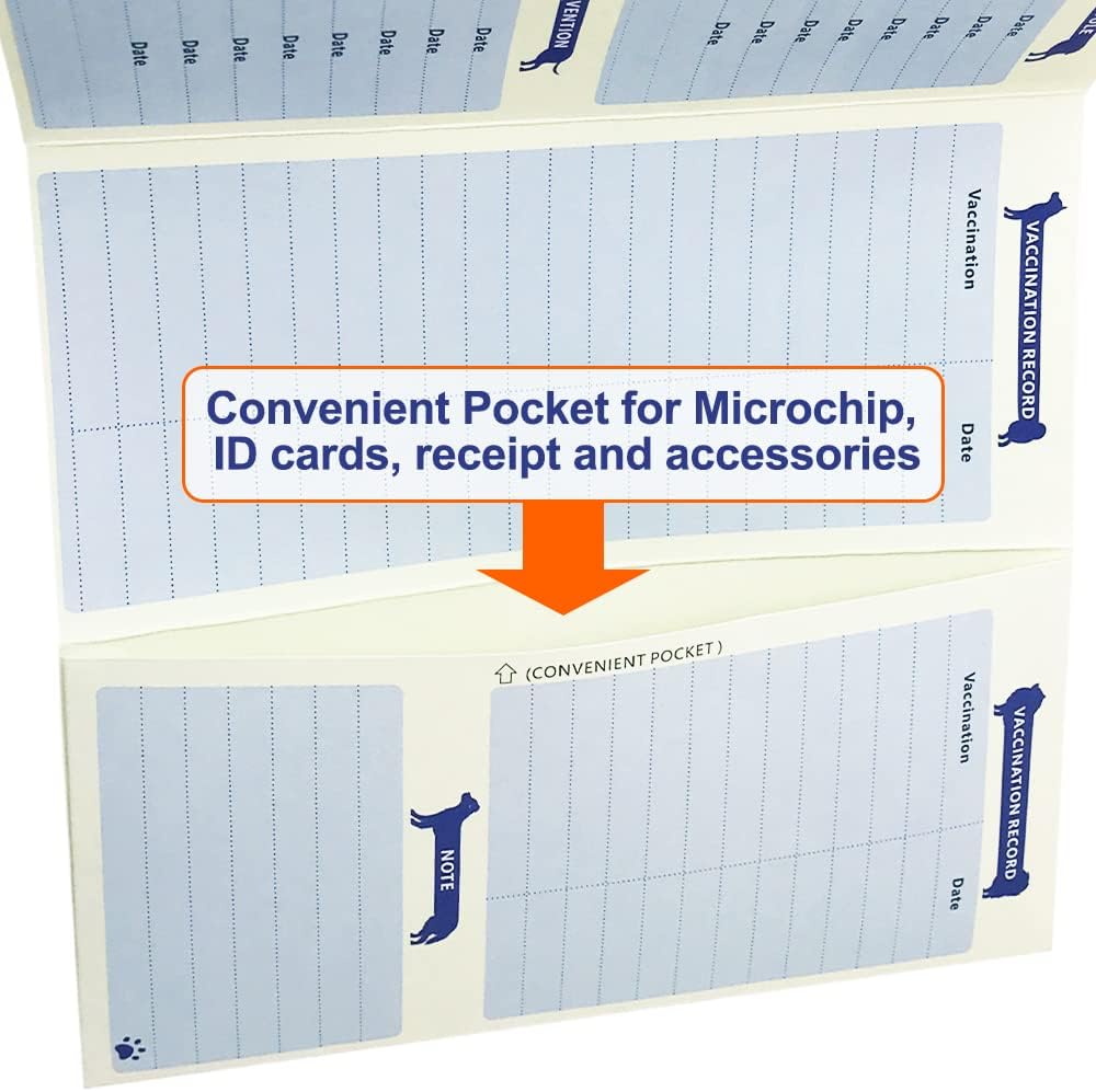 Tri fold dog health record organizer showing categories for weight tracking and veterinary appointments.