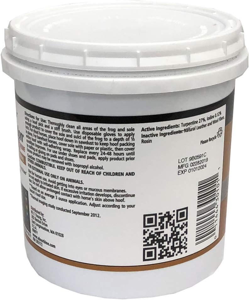 Absorbine equine hoof packing container showcasing professional veterinary formula label