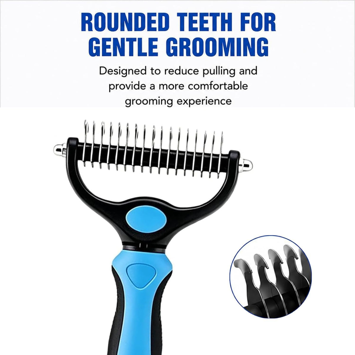 Bicotand pet deshedding tool side profile showcasing the nine-tooth and seventeen-tooth configurations.