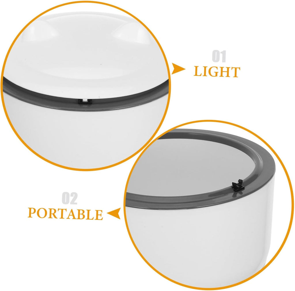 Compact desk trash container with lid for odor control
