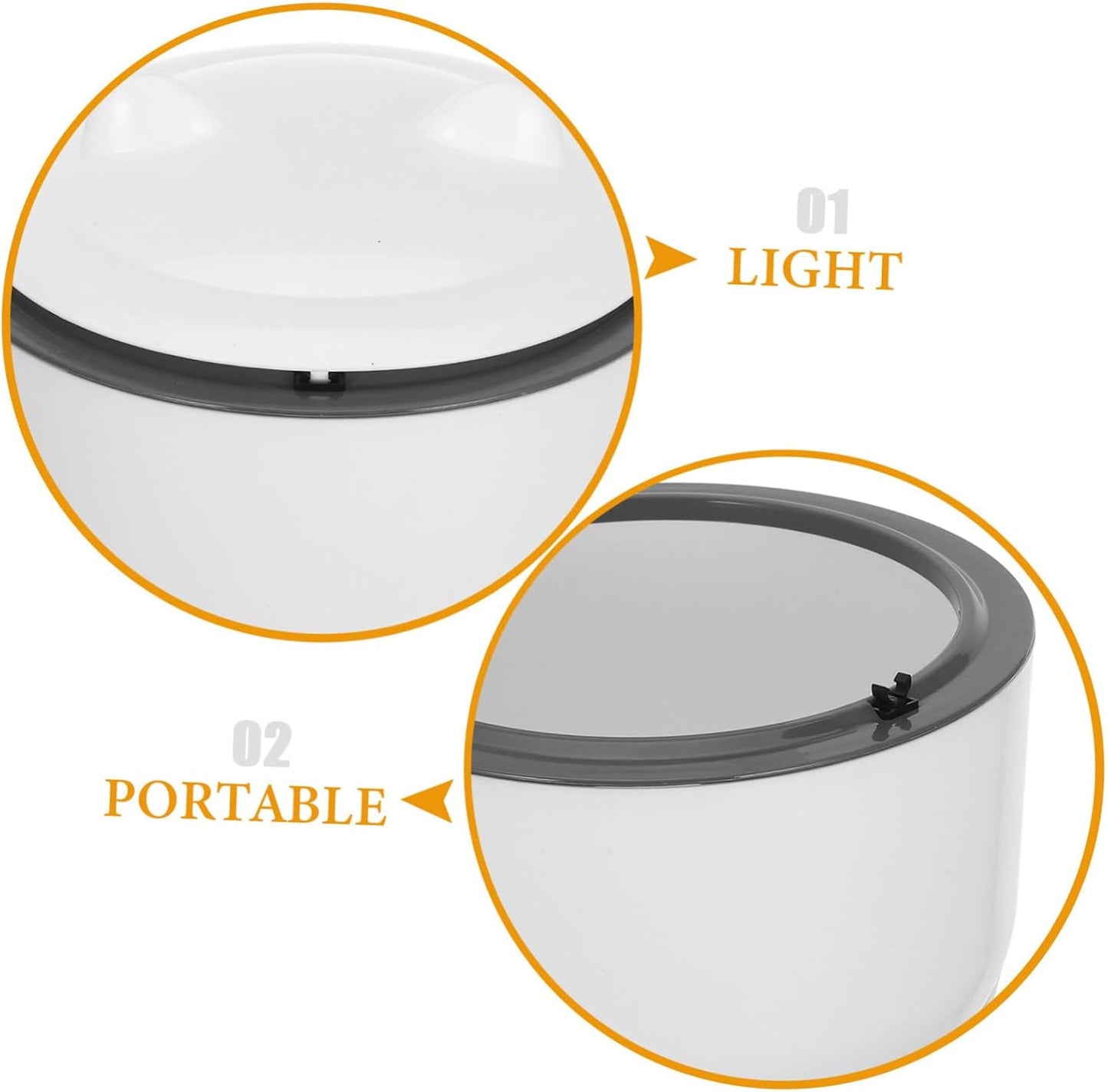 Compact desk trash container with lid for odor control