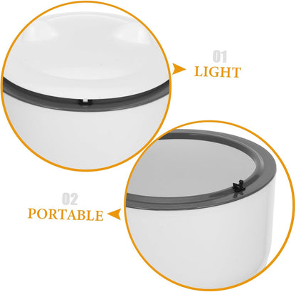 Compact desk trash container with lid for odor control
