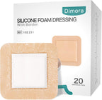 Dimora silicone foam dressing with border front view box packaging for wound care