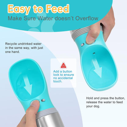 Anipaw fourteen ounce dog feeding water bottle close up