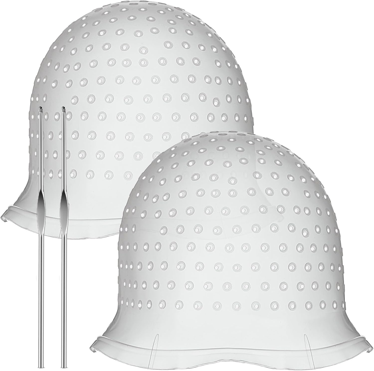 Jexine reusable silicone hair highlighting cap set with metal hooks