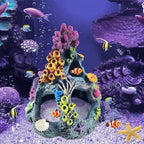 Complete five piece fish tank aquascaping kit with starfish and colorful anemone details