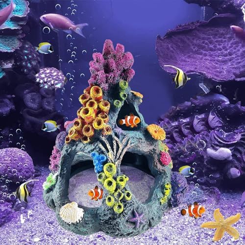 Complete five piece fish tank aquascaping kit with starfish and colorful anemone details