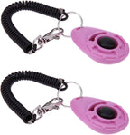 GOUDOGEDC pink dog training clicker front view with wrist strap