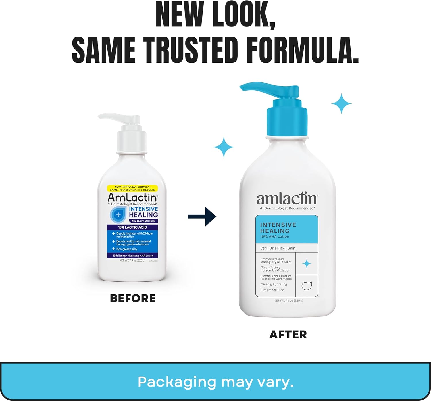 AmLactin Rapid Relief Restoring Moisturizer label detailing the fifteen percent lactic acid and ceramides formula.