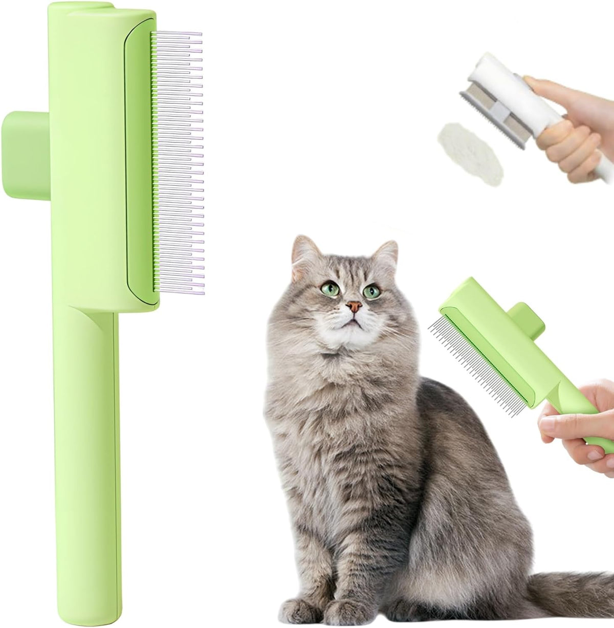 Pet Hair Removal Comb Flea Comb, 2025 Upgrade Cat Grooming Brush, Cat Brush with Release Button, De-Shedding Hair, Dog Grooming Supplies, Fine-Tooth Massage (Blue) - Image 12