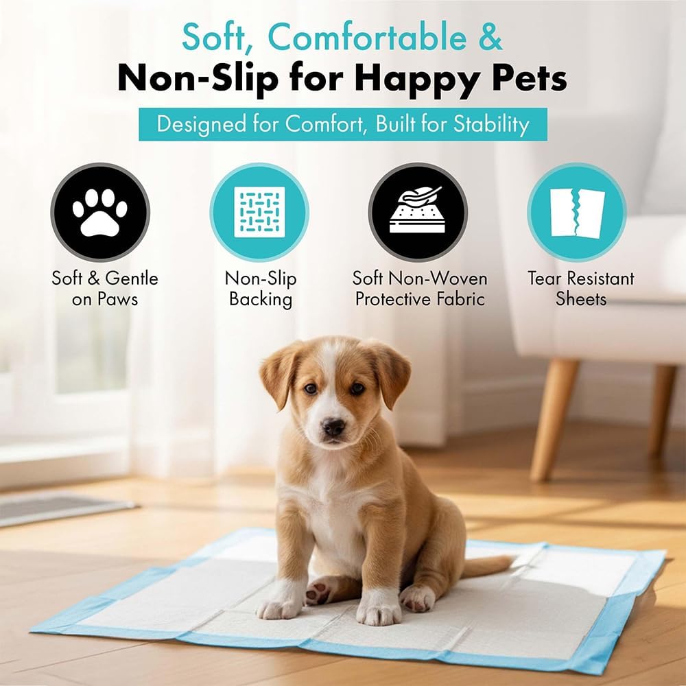 Tbm puppy pads being used under pet food bowl