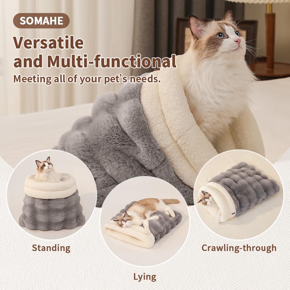 Reversible SOMAHE cat bed folded into a flat mat