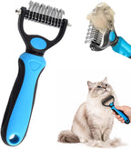 Dual Sided Shedding Blade for Cats, Double Sided Pet Grooming Brush for Dogs, Dematting Comb with 17+9 Stainless Steel Teeth, Undercoat Rake Deshedding Tool for Long & Short Hair (Blue-M+L) - Image 9