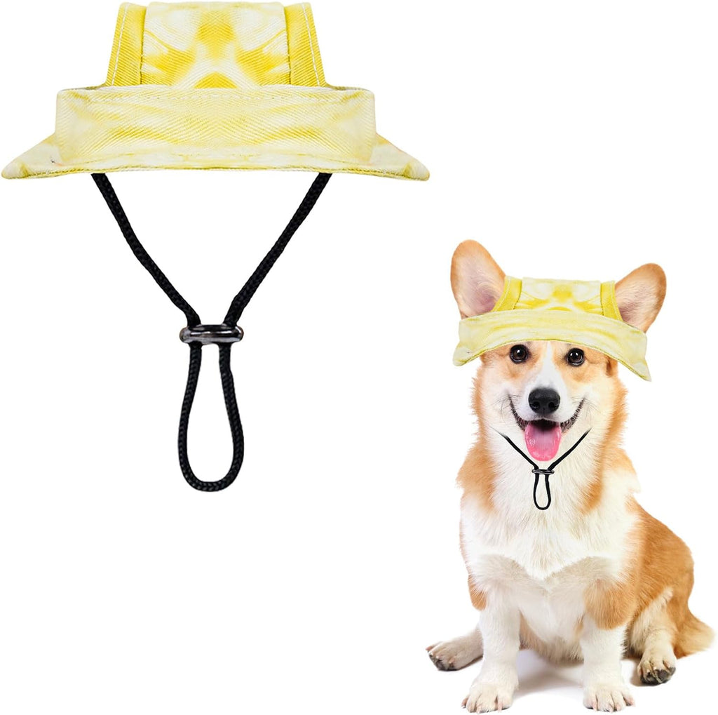 Dog Sun Hat,1PC Adjustable Princess Dog Bucket Hat with Ear Holes,Round Brim Dogs Visor Cap Pet Fisherman Hat for Pupies Small Dogs Cat Outdoor Sport (Blue, Large) - Image 11