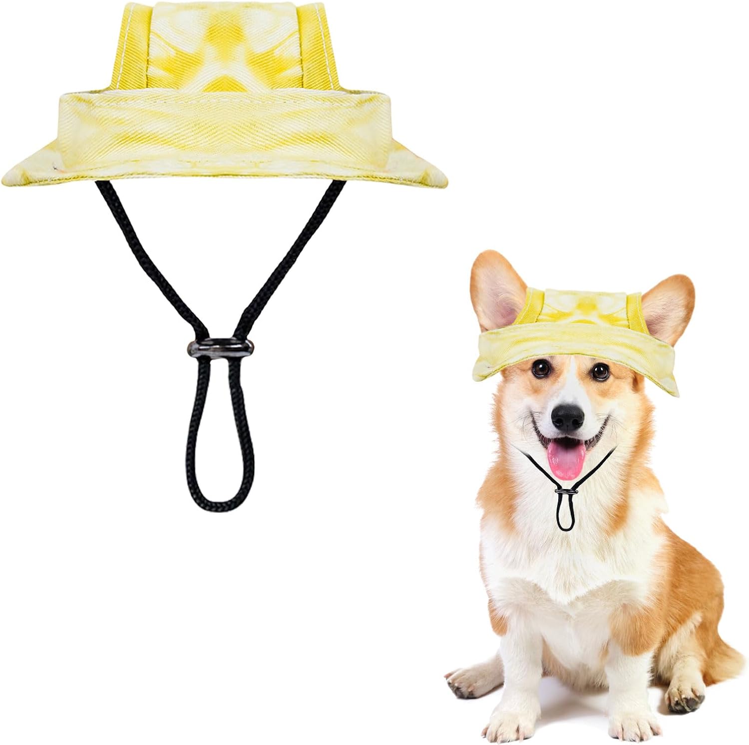 Dog Sun Hat,1PC Adjustable Princess Dog Bucket Hat with Ear Holes,Round Brim Dogs Visor Cap Pet Fisherman Hat for Pupies Small Dogs Cat Outdoor Sport (Blue, Large) - Image 11