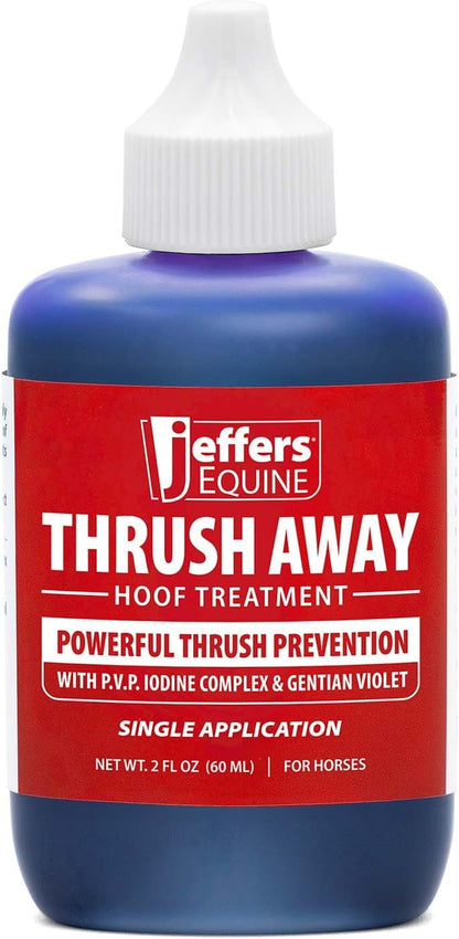 Authentic imported USA livestock hoof hygiene liquid bottle in a stable environment.