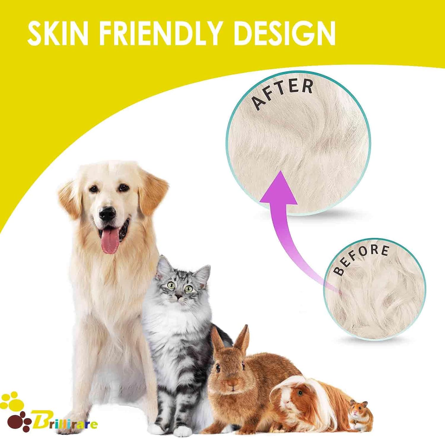 Brillirare ergonomic ABS handle pet grooming comb set lifestyle shot.
