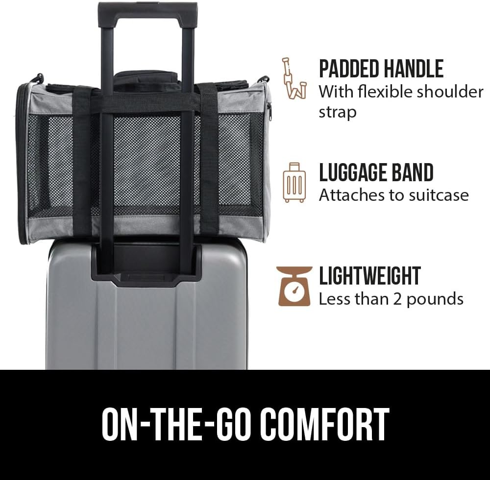 GORILLA GRIP Cat Carrier Travel Bag Up to 15 Lbs, Soft Collapsible Small Dog Carriers, Top and Side Entry Breathable Mesh, Grip Feet on Underside, Cozy Washable Waterproof Pad, Portable Kennel, Gray - Image 7