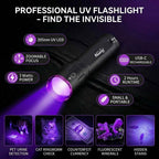 Alonefire SV137 rechargeable black light showing the digital LCD battery percentage display screen.