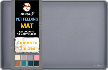 MateeyLife Silicone Cat And Dog Food Mat Gray Front View