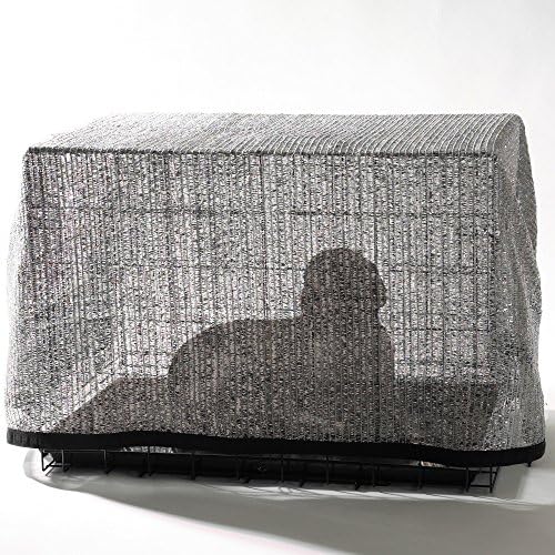 Pro Select reflective dog crate cover secured over an outdoor pet exercise pen for sun protection