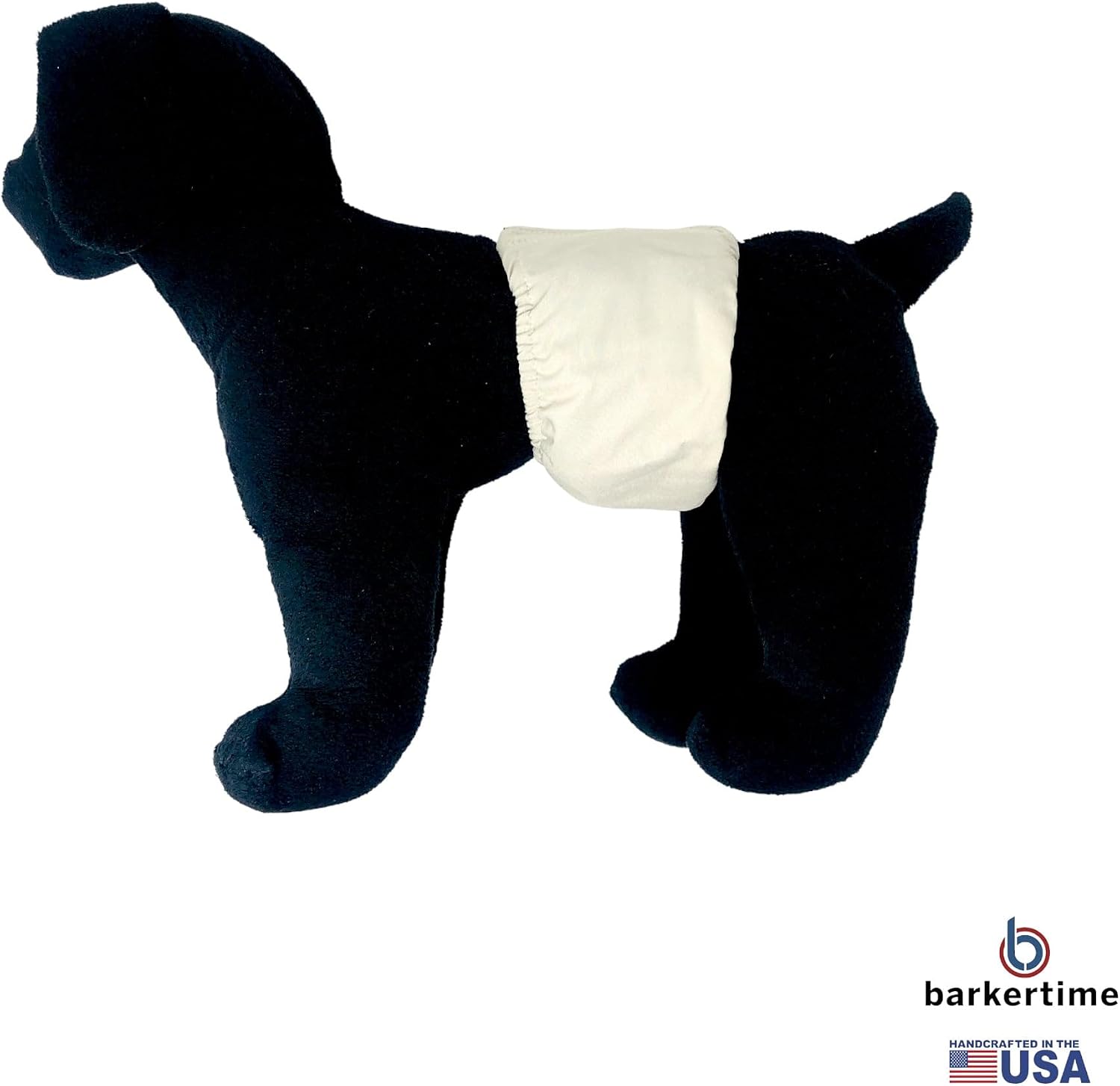 Barkertime male dog diaper wrap open layout highlighting the wide adjustable hook-and-loop fasteners.