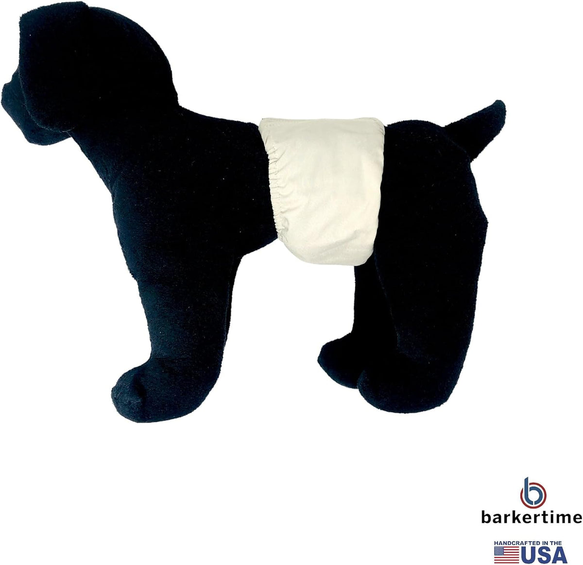 Barkertime male dog diaper wrap open layout highlighting the wide adjustable hook-and-loop fasteners.