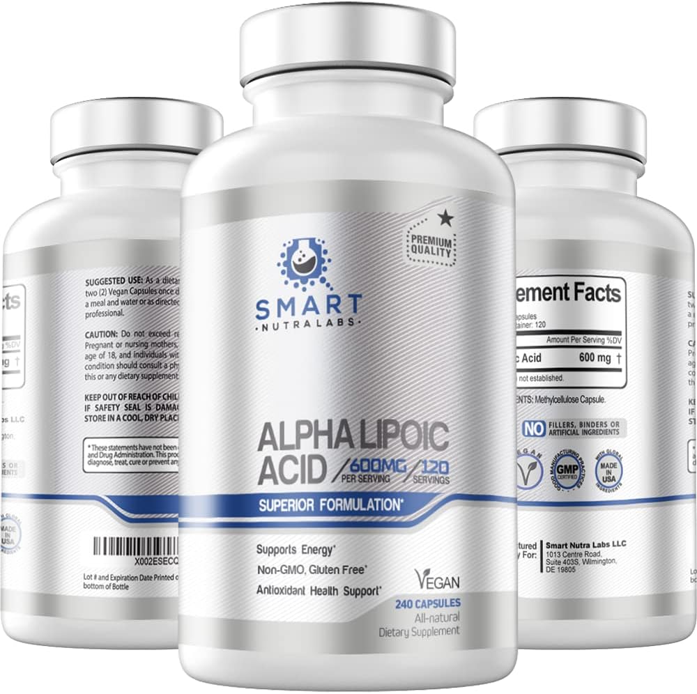 Smart Nutra Labs Alpha Lipoic Acid 600mg bottle front view