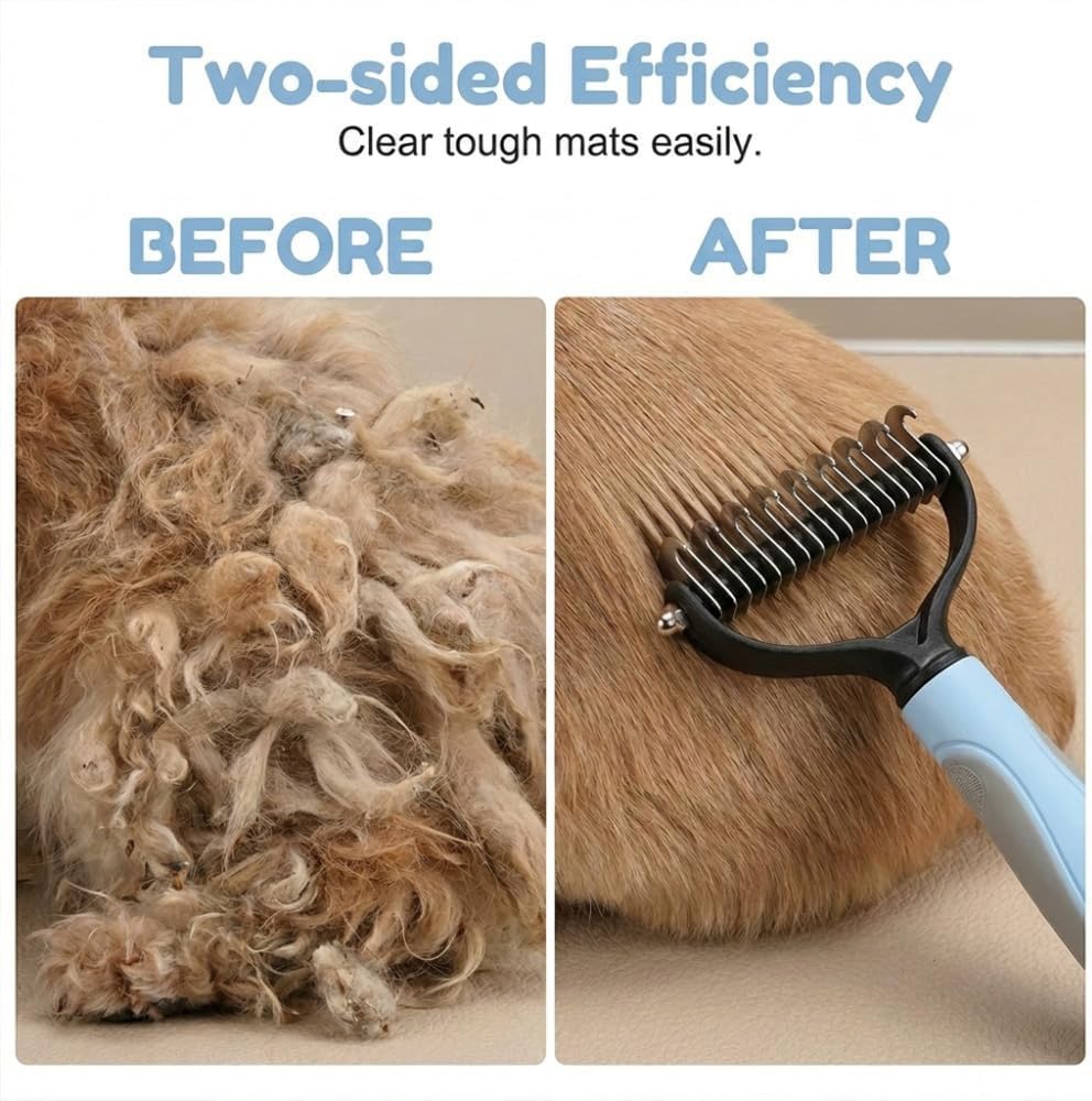 Dual sided professional grooming brush for dogs and cats by Foodie Puppies.