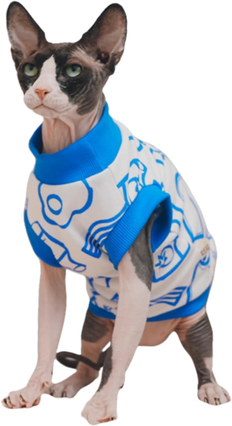 Sphynx Hairless Cat Summer Cotton T-Shirts Cat Vest Pet Clothes,Round Collar Vest Kitten Shirts Sleeveless, Cats & Small Dogs Apparel (Medium, Yellow Ducks) - Image 9