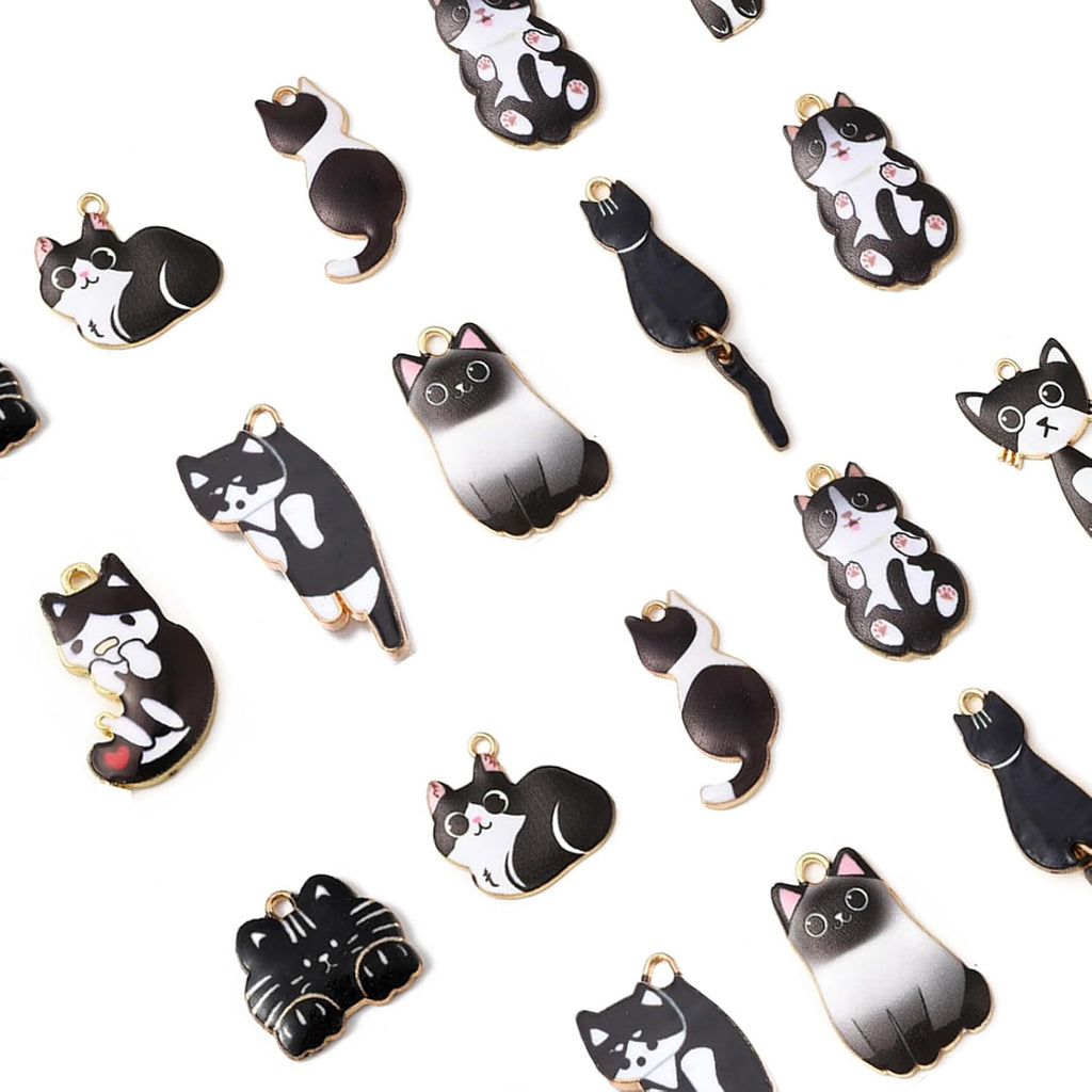 Collection of 10 styles cat charms for bracelets