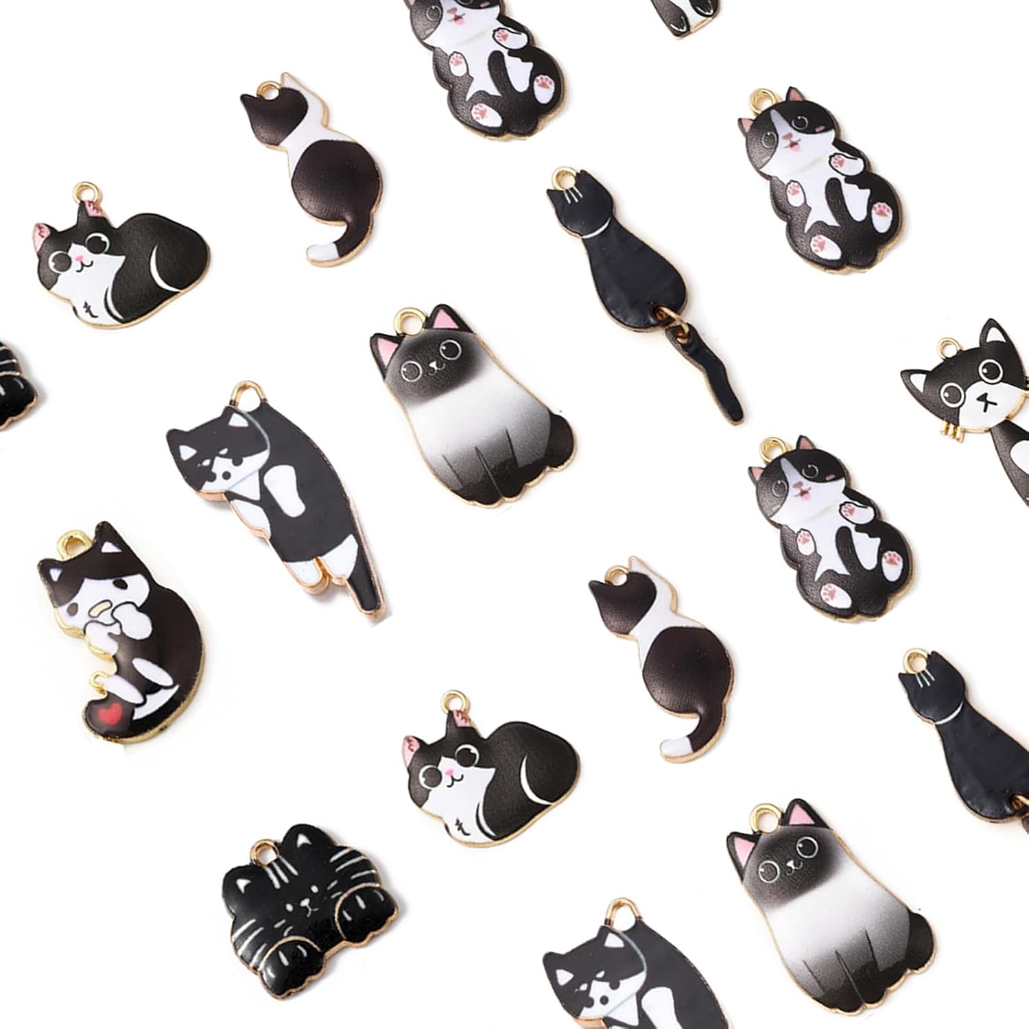 Collection of 10 styles cat charms for bracelets