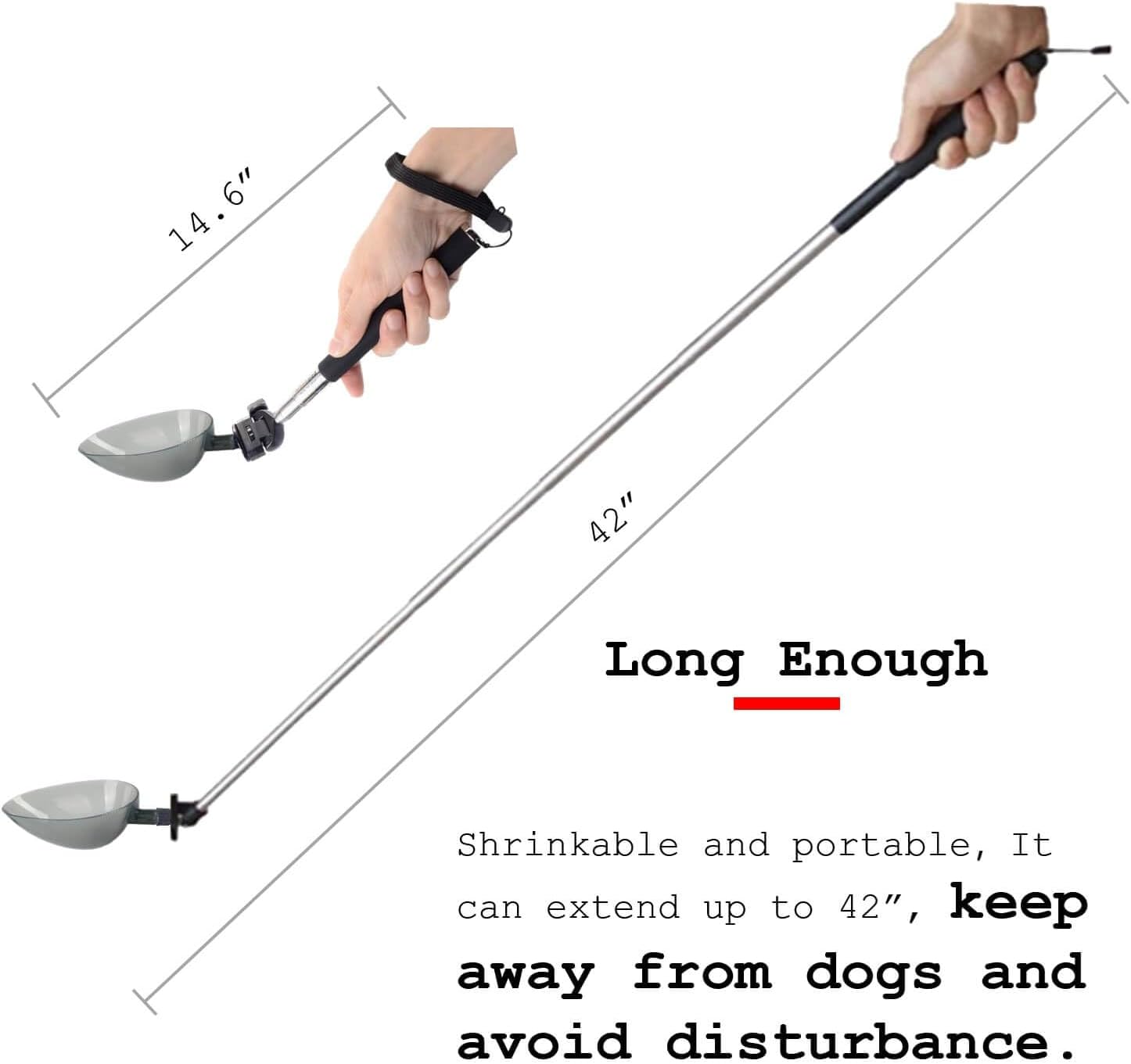 Non invasive dog urine collection tool extended to full length for skittish pets