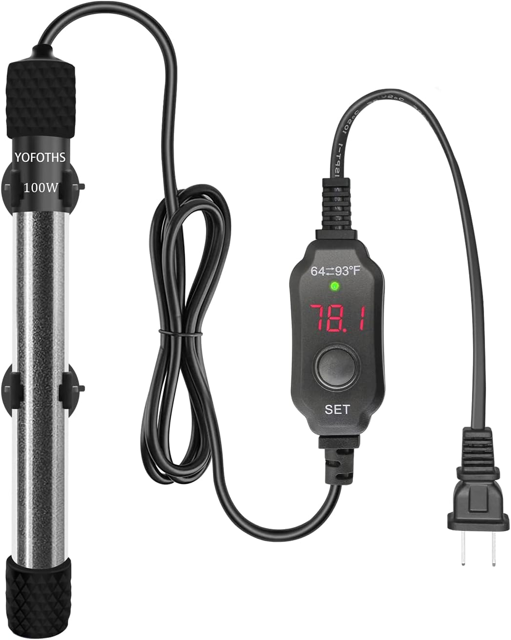Yofoths aquarium heater packaging and components