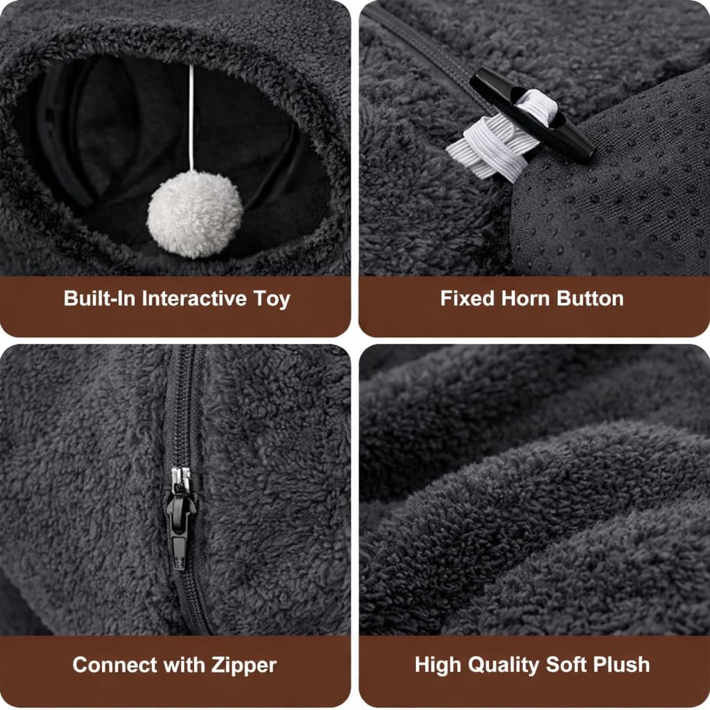 Close-up detail of the premium heavy-duty zipper assembly on the modular pet play tube