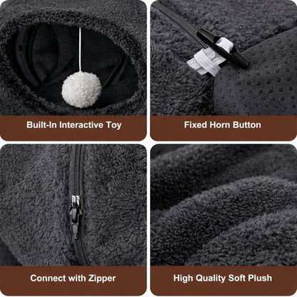 Close-up detail of the premium heavy-duty zipper assembly on the modular pet play tube