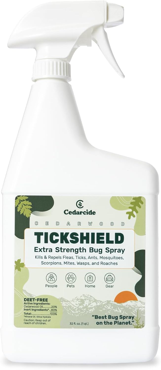 Cedarcide Tickshield spray bottle with clear nozzle detail