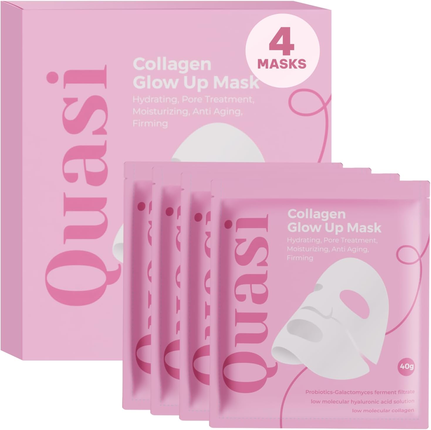Quasi Bio-Collagen Face Mask Overnight front view packaging for hydrating sheet mask