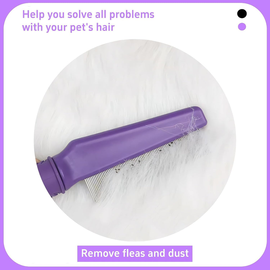 Nadusep pet flea comb showing non-slip rubber handle design
