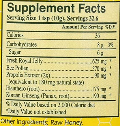 Side view of YS Bee Farms product highlighting the no refrigeration needed storage instructions