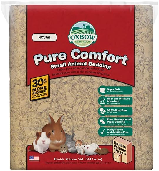 Oxbow Pure Comfort Small Animal Bedding, Odor & Moisture Absorbent Litter for Bunny Litter Box, Low Dust Bedding for Guinea Pig Cage, White Paper, 36 Liter Bag - Image 11