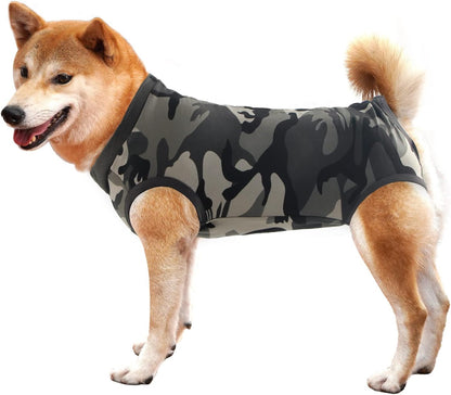 Dog Recovery Suit Abdominal Wound Puppy Surgical Clothes Post-Operative Vest Pet After Surgery Wear Substitute E-Collar & Cone(XL, Grey) - Image 9