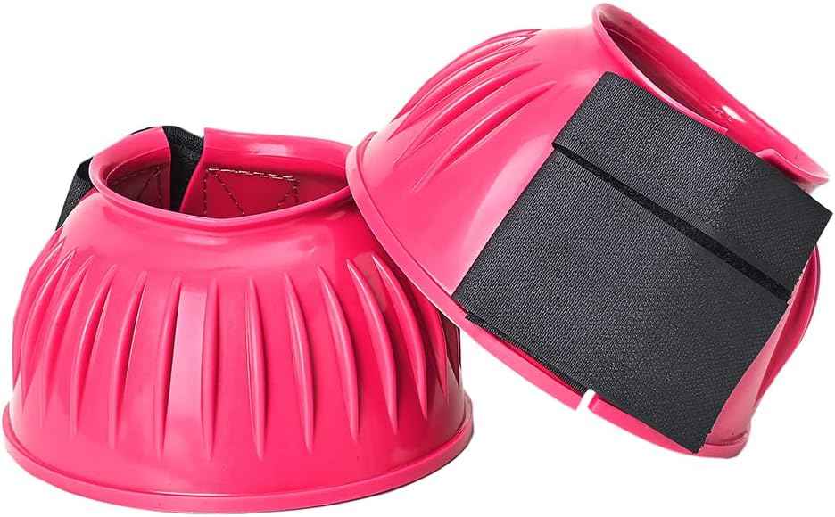 HILASON Western Horse Rubber PVC Ribbed Double Hook and Loop Bell Boots Training Protective Shock Absorbing Leg - Image 15